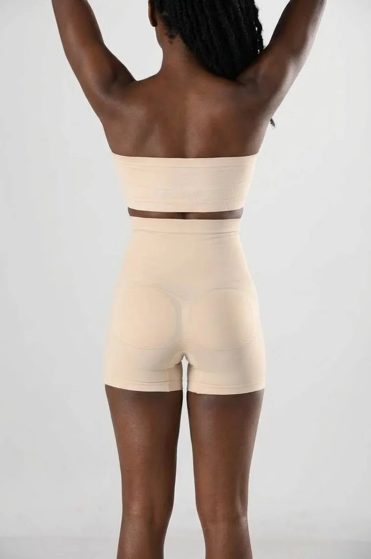 MissFit Kadın Orta Boy Şort Korse Yüksek Bel Ten Rengi - Yan Detay